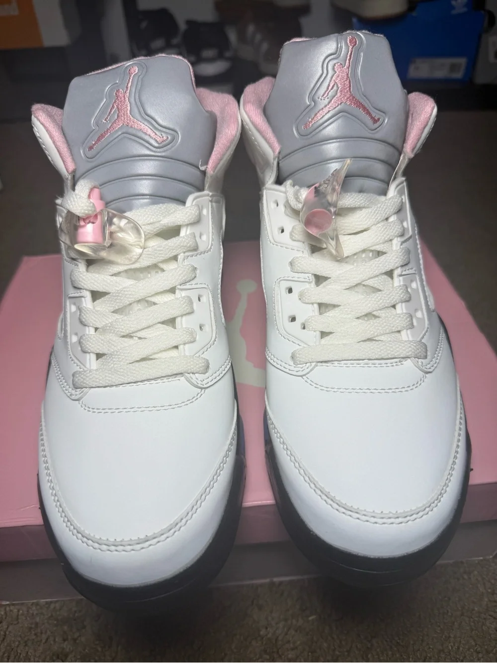 Jordan White Sneakers with Pink & Black Accents
